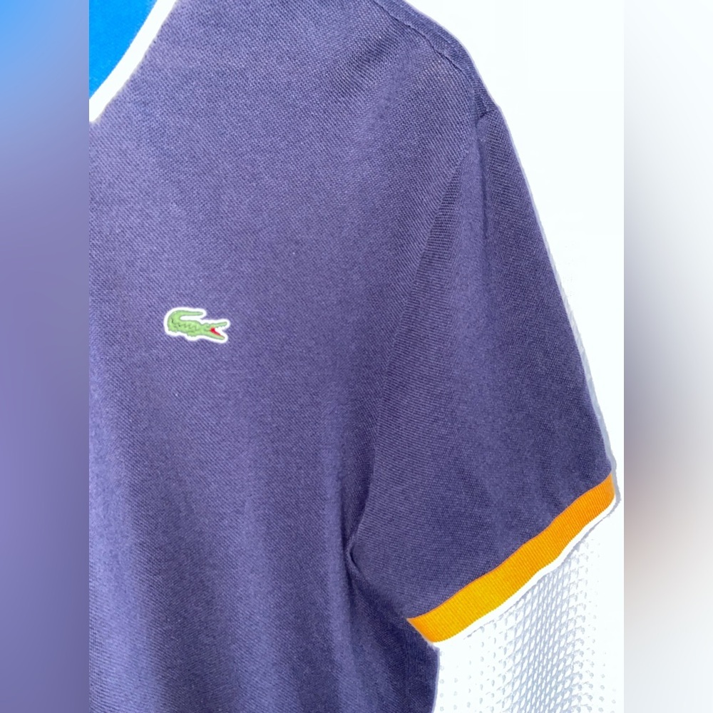 Vintage LACOSTE L!VE navy blue 100% cotton pique polo size 7 / Large - Picture 4 of 10